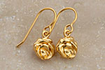 Julia Failey Eco Friendly Little Rose Earrings in Gold, Reclaimed Sterling Silver, Gold Vermeil jewlery